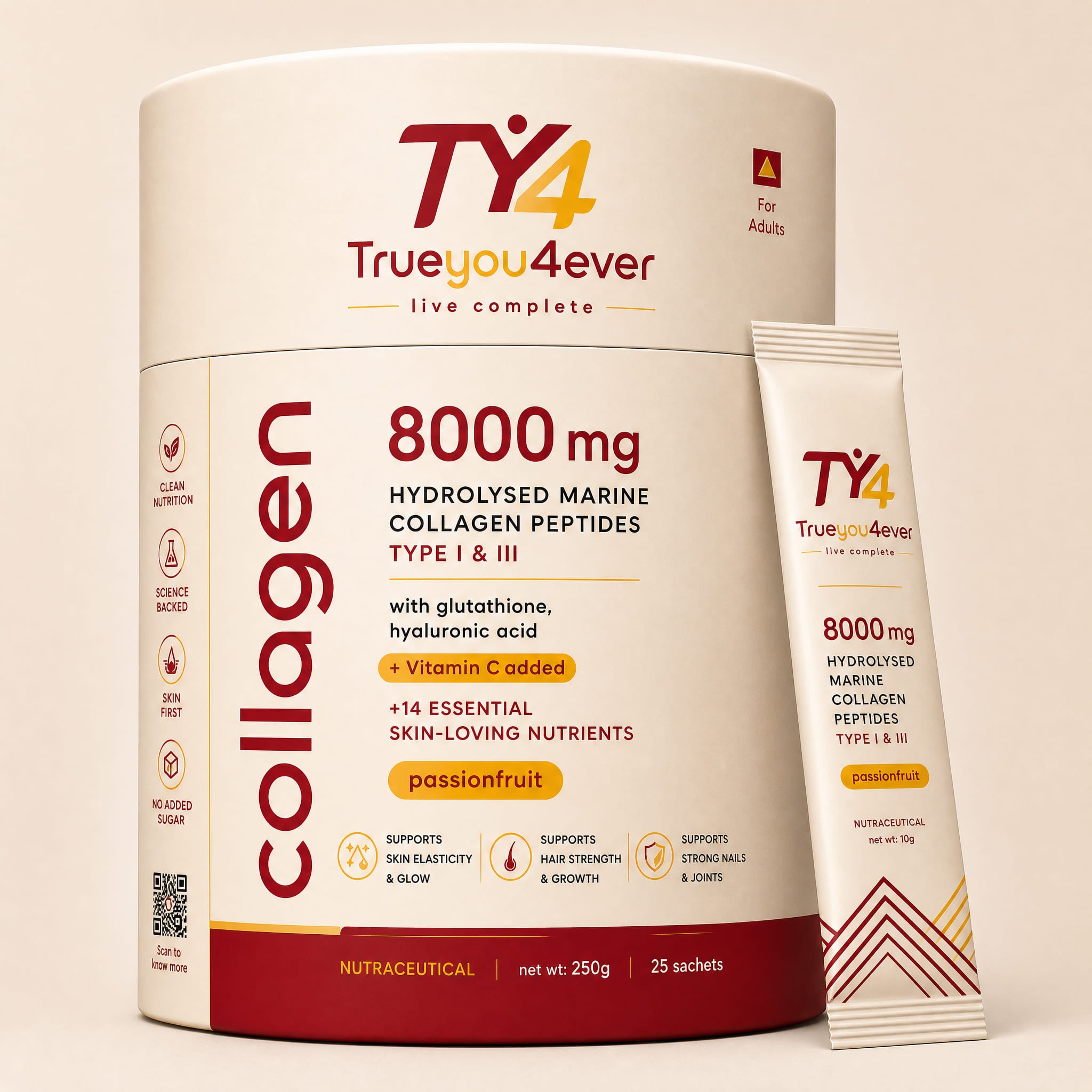 TrueYou4Ever Collagen |  Marine Collagen Peptides + Vitamin C