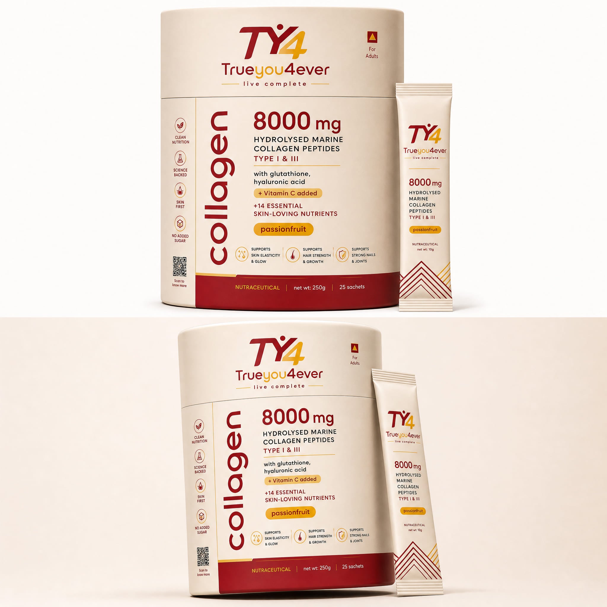 TrueYou4Ever Collagen |  Marine Collagen Peptides + Vitamin C